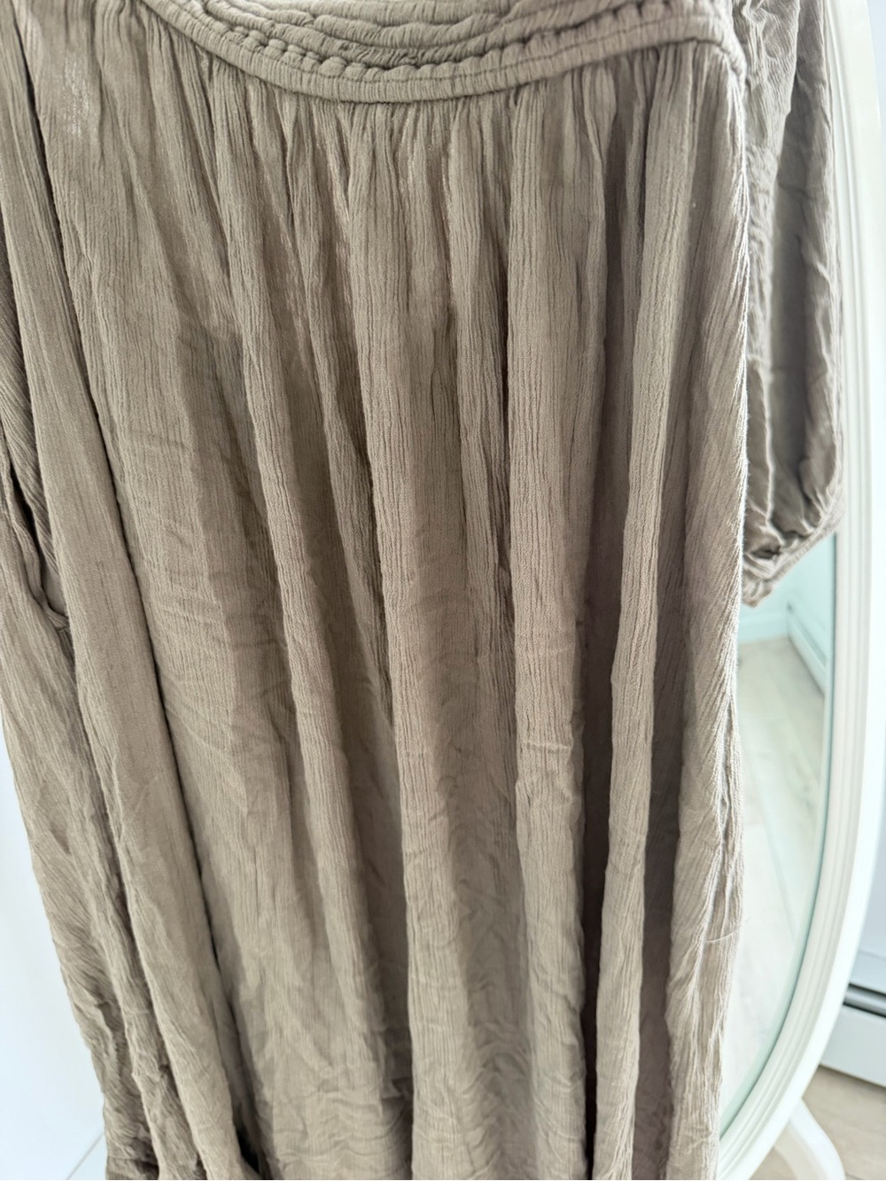 Flowy Crinkled Boho Dress in Taupe. Gorgeous. FREE PEOPLE. NEW